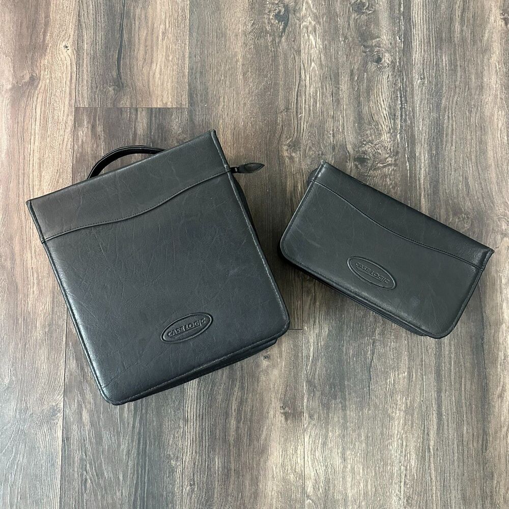 Bundle 2 Vintage Case Logic Storage Binders Koskin Leather